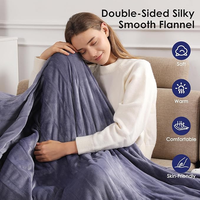Heated Blanket Full Electric Blanket 72X84in - Fast Heating Blanket for Adults Ultra Soft Flannel Blankets with 5 Heat Levels & 10 Hrs Timer, Machine Washable, Bed Warm Blanket for Winter, Purple
