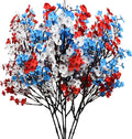 Mandy's Red White Blue Artificial Baby’s Breath Flowers 6 Bundles Silk Gypsophila, 18.5 Inch European Style Modern Home Decor Centerpiece, Neutral Wedding Flower Arrangements