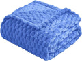 Vessia Flannel Fleece Throw Blanket(50x70 inch), 3D Jacquard Blue Fuzzy and Warm Blanket for Couch,Sofa,Bed,Chair, 300GSM Super Soft Touch Cozy Lightweight Throw for All-Season Home Decor
