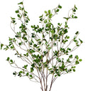 Sggvecsy 43’’ 4Pcs Artificial Ficus Branches Faux Leaf Spray Green Eucalyptus Branches Artificial Greenery Stems Fake Ficus Twig Plants for Home Office Wedding Vase Filler Shop Decoration