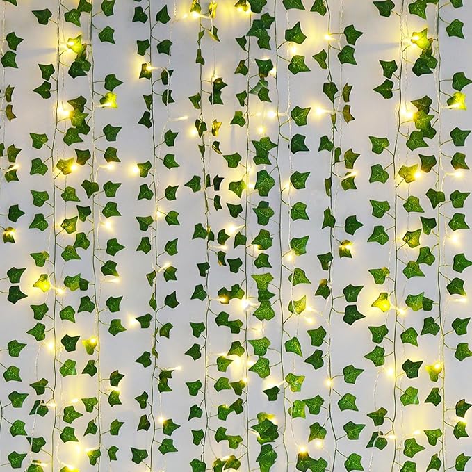 Fake Vines for Room Decor(24Pack168Ft),with CE Certified 160 LED String Lights,Artificial Plant Ivy for Aesthetic Home Bedroom Wall Wedding Party Office Patio Indoor, Outdoor Garden Décor