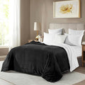 Mocassi Premium Ultra-Soft Flannel Fleece Sherpa Throw Blanket - Warm Cozy Reversible Plush Micromink Blanket for Couch, Bed and Sofa - Fluffy, Christmas Winter Bedding Gift, Full, Black