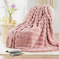 NEXHOME PRO Faux Fur Throw Blanket Pink, Luxury Soft Decorative Cozy Plush Long Shaggy Fluffy Blanket for Sofa Couch Bed Living Room, Reversible Puffy Thick Warm Blanket for Winter, 60"X80"