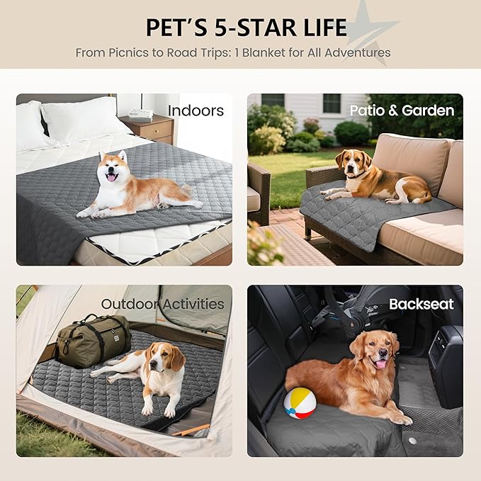 gogobunny 3X Stronger Waterproof Pet Blanket, Scratch Proof Furniture Protector for Dogs Cats, Reversible Cover 30x80 Inch, Dark Grey