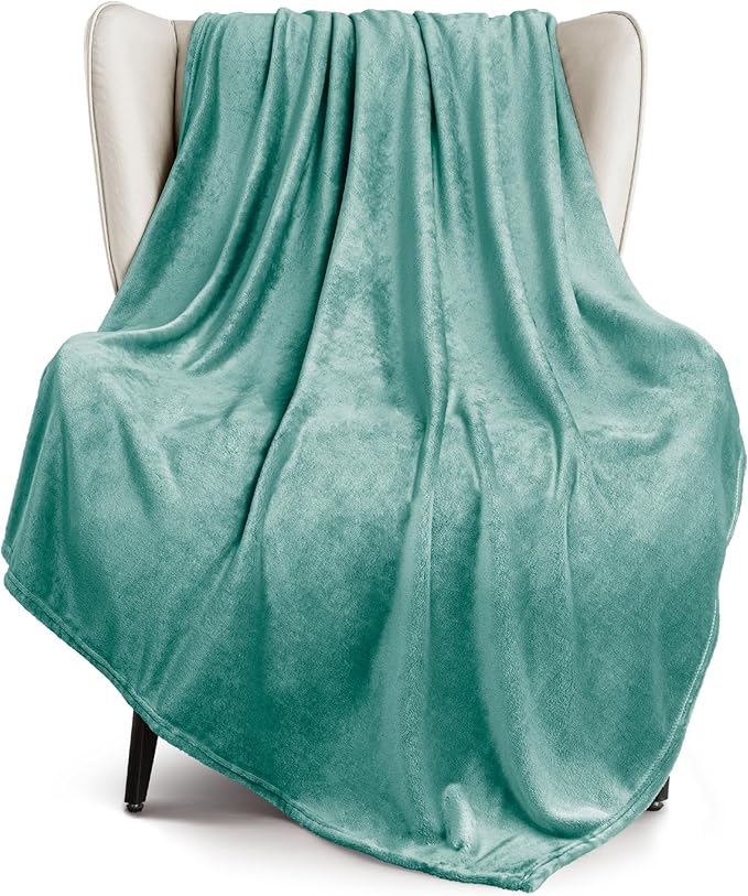 Exclusivo Mezcla Fleece Throw XL Blanket for Couch, Sofa, Super Soft and Warm Celadon Blankets, All Season, Cozy, Plush, Lightweight, 50x70 Inches