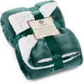 Genteele Sherpa Throw Blanket Super Soft Reversible Ultra Luxurious Plush Blanket, 50 x 60 inches, Hunter Green/White