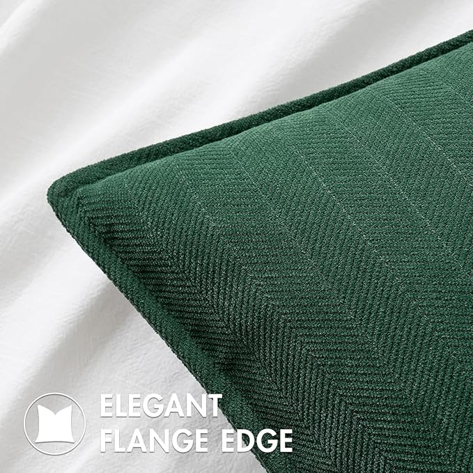 MIULEE Pack of 2 Green Decorative Pillow Covers 22x22 Inch Soft Chenille Luxurious Couch Throw Pillows Farmhouse Cushion Covers Euro Shams with Elegant Design for Sofa Bedroom Home Decor