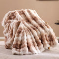 Smoofy Faux Fur Throw Blanket for Couch – Deer Brown Fluffy Cozy Rabbit Fleece, Fawn Print Plush Soft Bubble Blanket for Sofa & Bed, Gifts for Mom, Warm Fuzzy Home Room Decor Throw 50" x 60"