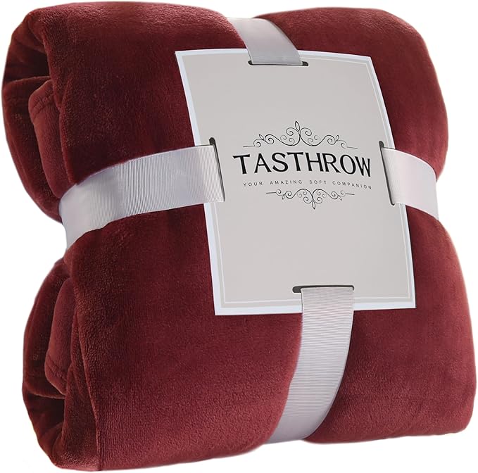 TASTHROW Burgundy Throw Blanket 60x80 Inches, Soft Plush Cozy Fleece Flannel Throw Blanket, Lightweight Warm Throws for Bed, Couch, Bedroom and Living Room, All Seasons