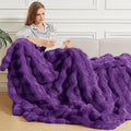 Purple Cozy Thick Throw Fuzzy Blanket for Couch Fluffy Faux Fur Blankets for Bed Living Room Women Gift Home Decor 60x80