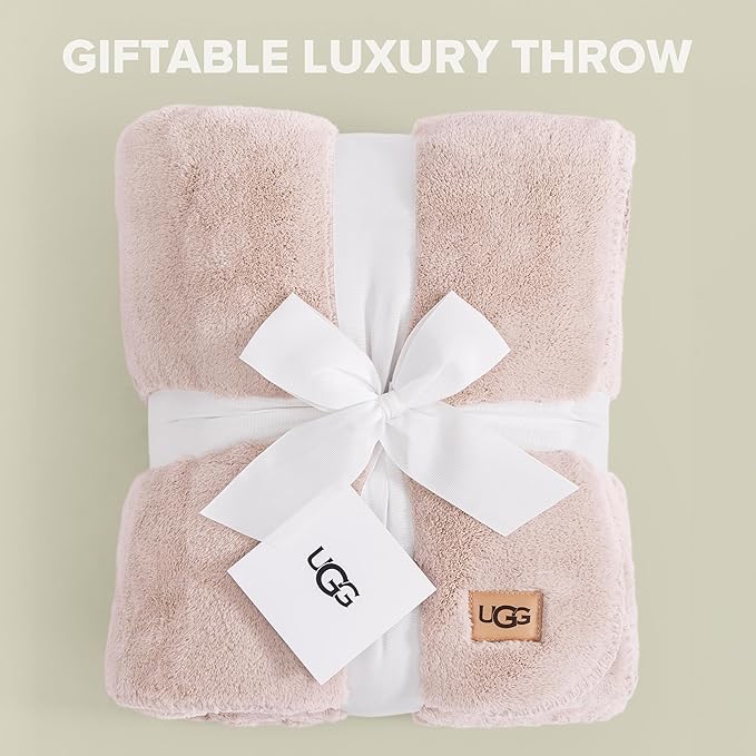 UGG Whitecap Twin Blanket, Soft Cozy Fleece Blanket for Bed, Luxury Fluffy Oversized Throw for Couch, Washable Twin XL Bedding, Home Decor Living Room, 66" x 90", Quartz Pink