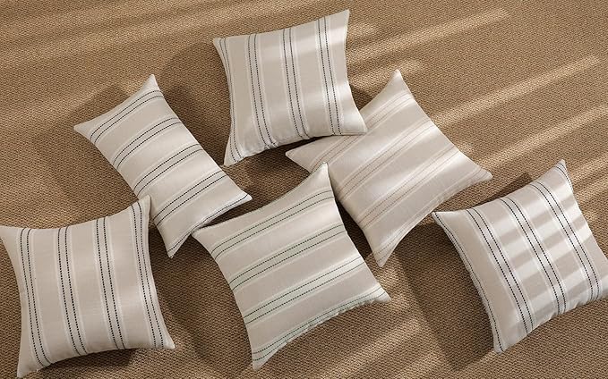 Hckot Spring Throw Pillow Covers 20x20 Set of 2 Green Striped Pillow Covers Decorative Pillows Square Cushion Covers for Sofa Couch Bed Living Room Farmhouse Decor,Sage Green
