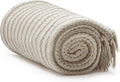 Americanflat 50x60 Throw Blanket - Soft and Breathable Cotton Throw Blanket for Couch, Bed, Chair - Decorative Blankets Perfect for Home, Office, or Outdoor Use - Cream and Beige Pinstripe Design