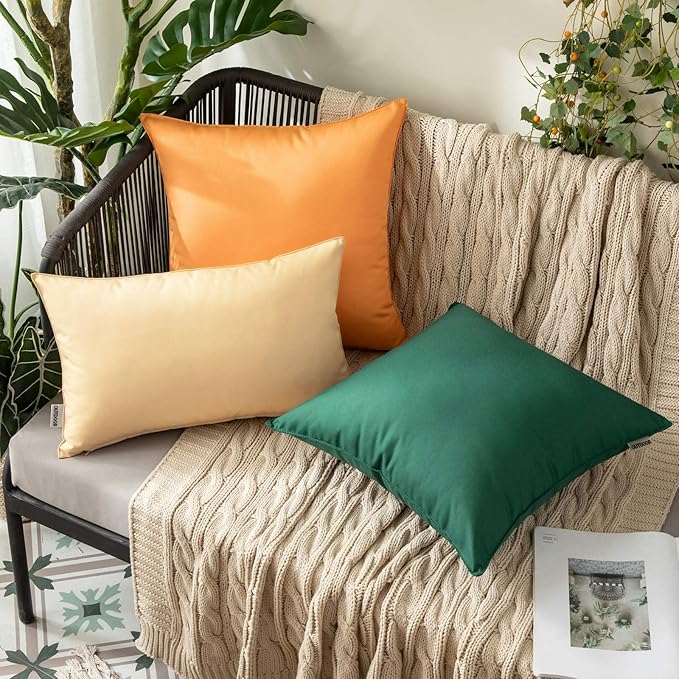 MIULEE Pack of 2 Decorative Outdoor Waterproof Pillow Covers Garden Cushion Sham Throw Pillowcase Shell for Fall Patio Tent Couch 18x18 Inch Orange Yellow