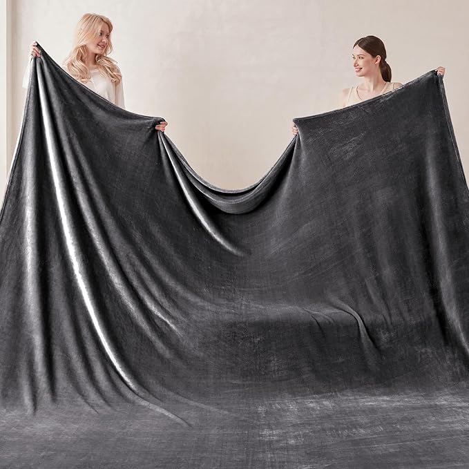 COOVA Oversized King Fleece Blanket 120x138 inches, Soft Cozy Warm Giant Extra Large 10'x11.5' Blanket for Bed, Sofa, Couch,Travel, Camping, California Huge Flannel Big Throw Blanket, Dark Grey