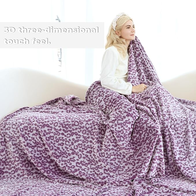 Fleece Blanket Plush Purple Soft Blanket Queen Size Throw Blankets for Bed Warm