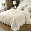 YUSOKI Long Faux Fur Twin Size Blanket,2 Layers,3.4lb for Bed Couch Home Décor Gifts Women (Cream White,60" x 80")