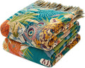 Throw Blanket for Couch Sofa Soft Cotton Spring Blankets for Bedroom Living Room All Season Reversible Leopard Embroidery Reversible Breathable Throws Whimsical Home Decor 50"x60"