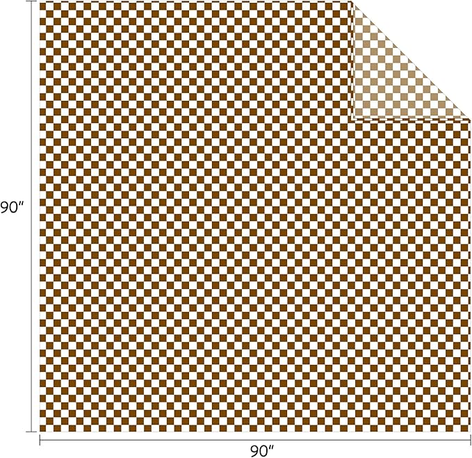 FY FIBER HOUSE Checkered Flannel Fleece Throw Blanket Queen Size Soft Cozy Checkerboard Grid Print Chessboard Gingham Pattern Blankets for Bed Couch Sofa, 90"x90", Oak