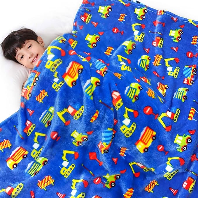 Lukeight Excavator Toddler Blanket Gifts for Boys and Girls, Plush Tractor Throw Blanket for Kids, Thick and Warm Boys Blanket for Teens Birthday (Excavator, 50x60 Inches)