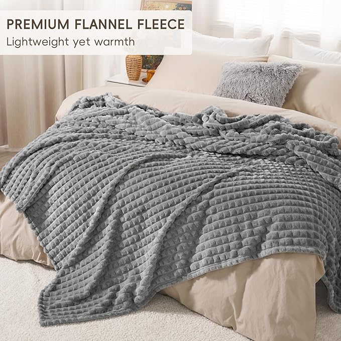 PHF Luxury Soft Fleece Blanket King Size, No Shed No Pilling, 380GSM Fluffy Cozy Throw Blankets for Bed, 108"x90",Lightweight Warm Bedding for Home Decor, Ideal Gift for Women, Sharkskin