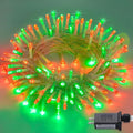 JMEXSUSS Connectable Red and Green Christmas Lights, 8 Modes 100 LED Twinkle String Lights Indoor, Clear Wire Plug-in String Lights Outdoor Waterproof