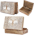 Ajuny Tree of Life Pattern Decorative Box Keepsake Trinket Holder Treasure Chest Jewelry Organizer for Necklaces Watch Storage Boxes Great for Gift- 8X5 Inch