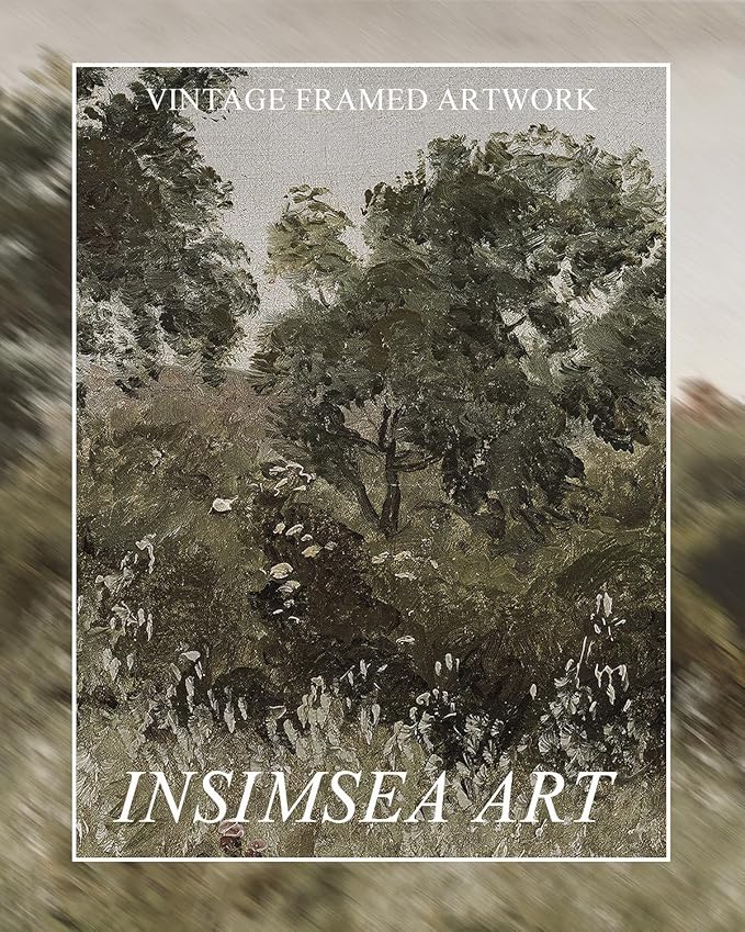 InSimSea Extra Large Framed Vintage Wall Art, Living Room Country Farmhouse Decor, Grassland Landscape Paintings, Canvas Prints, Retro Scenery Long Picture for Bedroom Above of Bed,20x40inch
