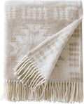 Woolrich Cotton Blend Jacquard Throw with Fringe Edge, Lightweight All-Season Decorative Throw Blanket, Machine Washable, Oeko-TEX Certified, Neutral Aztec, 50"x60"