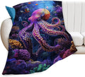 Octopus Blanket Ocean Octopus Throw Blankets Decor Stuff Cozy Flannel Fleece Soft Plush Fuzzy Warm Lightweight Bedding Gifts for Women Girls Kids 60"X50"
