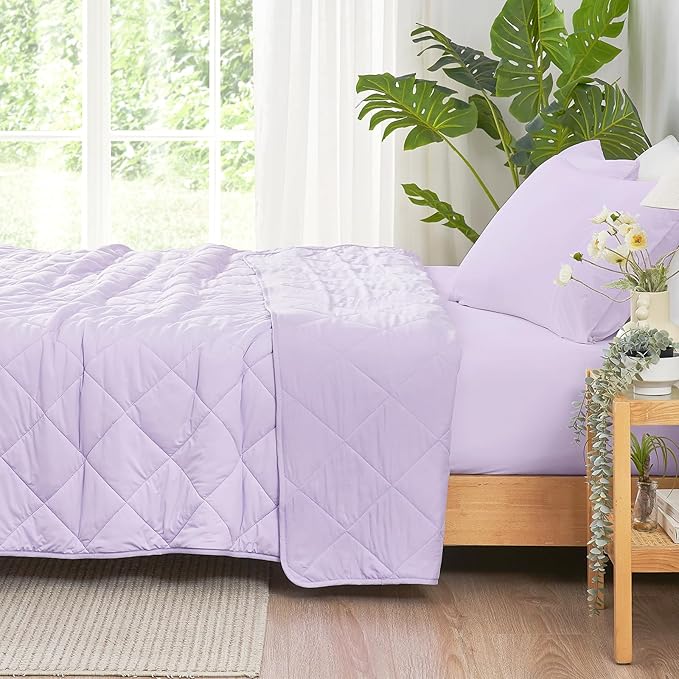 Cozy Bliss Cooling Blanket for Hot Sleepers Queen Size, Q-Max 0.4 Cooling Comfort, Cold Blankets for Night Sweats Sleeping, Ultra-Cool Lightweight Breathable Blanket for Bed, Purple