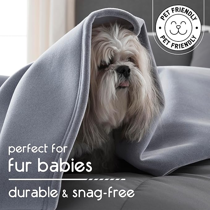 Vellux 1B07046 Original Insulating Core Hotel Style Solid blanket Machine Washable Soft Cozy Warm Pet Friendly Bed Sofa Blankets, King, Grey