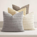 MIULEE Pack of 4 Neutral Decorative Throw Pillow Covers 20x20 Inch for Couch Sofa Living Room Bed Rustic Farmhouse Boho Corduroy Soft Striped Pillow Covers Home Decor