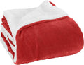Elegant Comfort Luxury Ultra-Plush Velvet Touch Fleece Throw Soft, Warm, Cozy, Micromink Sherpa-Backing Reversible Blanket for Bed, Sofa and Couch, Red