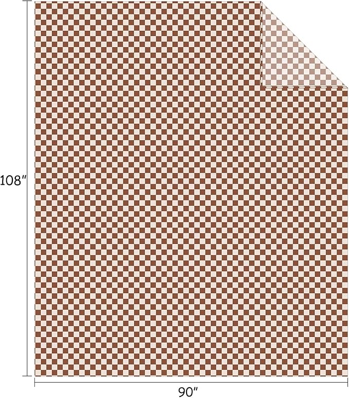 FY FIBER HOUSE Checkered Flannel Fleece Throw Blanket King Size Soft Cozy Checkerboard Grid Print Chessboard Pattern Blankets for Bed Couch Sofa, 90"x108", Khaki