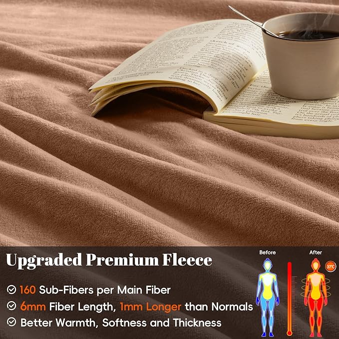 PHF Ultra Soft Fleece Blanket King Size, No Shed No Pilling Luxury Plush Cozy 300GSM Lightweight Blanket for Bed, Couch, Chair, Sofa, Perfect Decorations Gifts, 108" x 90", Clay