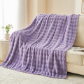 NEWCOSPLAY Twin Blanket for Couch Lavender Super Soft Flannel Fleece 3D Bubble Lightweight Bed Blanket All Season Use (Lavender, Twin(60"x80"))