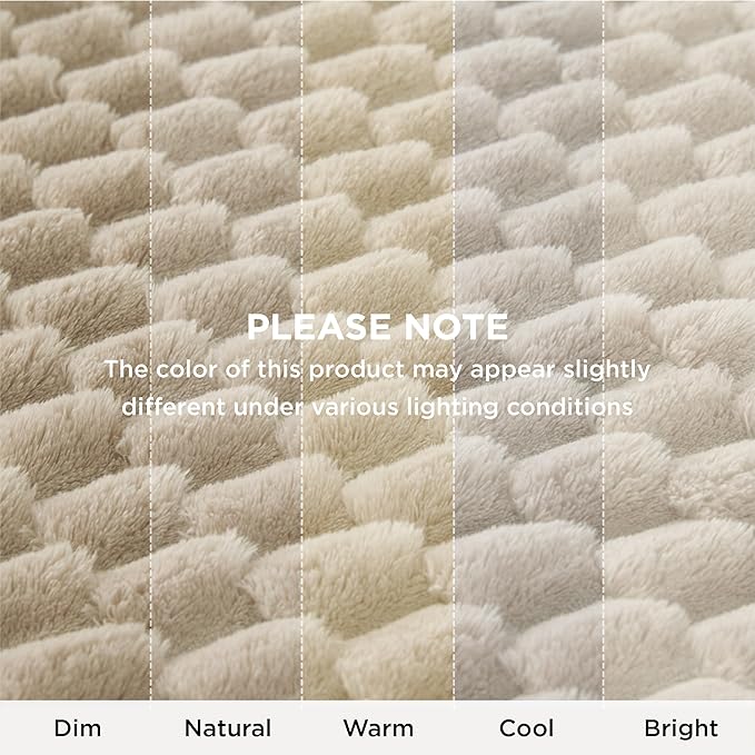 Bedsure Blanket Queen Size for Bed - 350GSM Fluffy Plush Bubble Blanket Queen Size for Home Room Decor, GentleSoft Cute Fleece Soft Cozy Gifts for Women Girls, Beige, 90x90 Inches