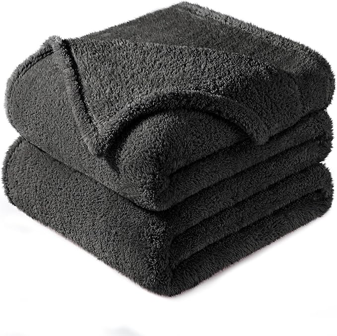 Exclusivo Mezcla King Size Blanket for Bed, Super Soft Velvet Plush Fleece Blankets, Fuzzy Cozy and Warm for Winter, 90x104 Inches, Dark Grey