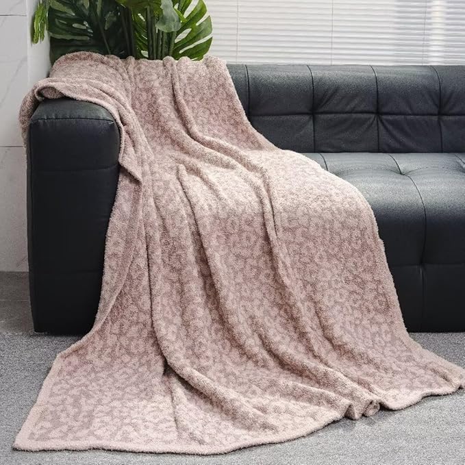 Ultra Soft Leopard Throw Blanket, Cozy Warm Reversiable Luxury Fluffy Blanket Throw Cheetah Blanket Leopard Pattern Throw for Couch Bed Sofa, 51x63 inches, Khaki White