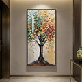 Large Framed Vertical Tree of Life Wall Art for Living Room, Modern Abstract Colorful Tree Painting Prints Artwork for Walls, Contemporary Luxury Pictures for Hallway Entryway Office Wall Decor, 30x60