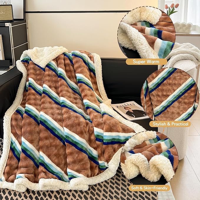Fleece Bed Blanket, Queen Size 90 Inch × 90 Inch, Soft Plush Fluffy, Reversible Flannel Blanket for Sofa, Couch, Bed, All Seasons, for Women