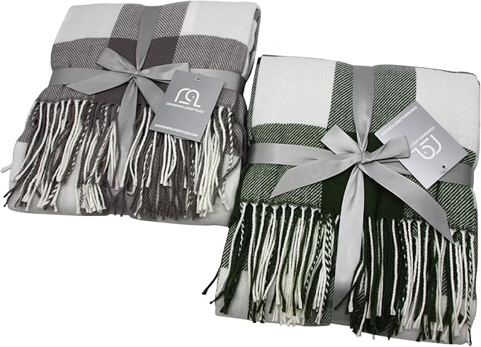 Blankets - Buffalo Plaid Throw Blanket - Decorative Classic Blanket - Comfortable and Ultra-Soft - Lightweight & Indoor Outdoor Blanket - Ideal for Living Room, Couch, Travelling Good for All Seasons