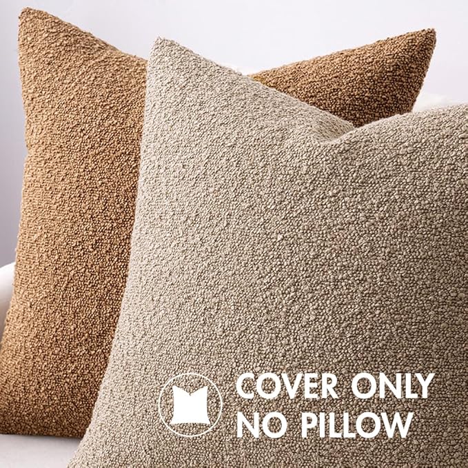 MIULEE Textured Boucle Throw Pillow Cover Brown Accent Solid Lumbar Pillow Case Decorative Vintage Soft Pack of 1 Couch Cushion Mid Century Chair Sofa Bedroom Livingroom Home Decor,12x20 Inch