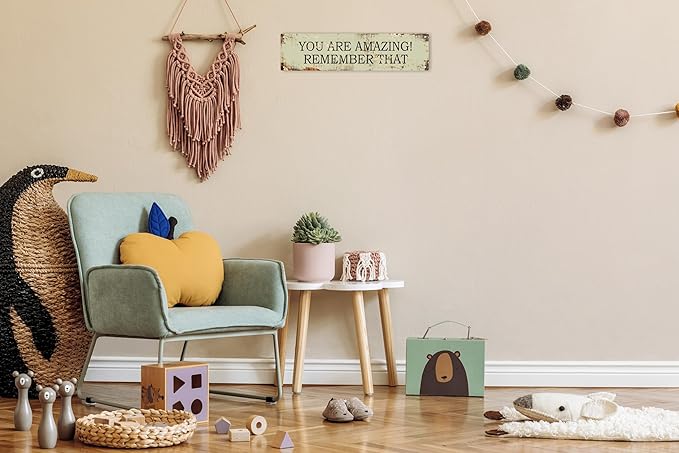 AWISZZZ Metal Sign Door Accessories Wall Decor Signs You Are Amazing Remember That Colorful Inspirational Quotes Motivational Front Saying For Classroom Bedroom Playroom Nursery Decor 4x16 In