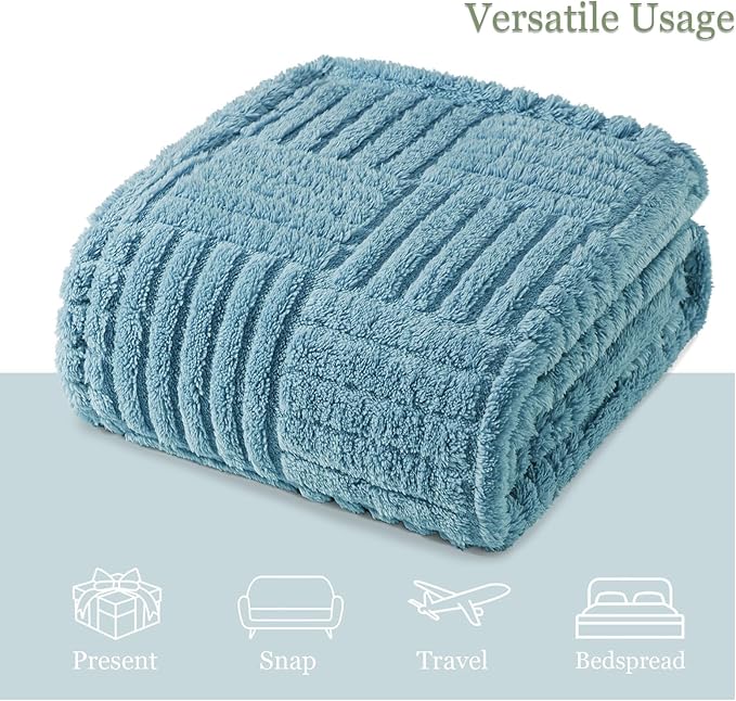 Whale Flotilla Lightweight Fleece Throw Blanket for Couch, Fuzzy Soft Blankets with Decorative Jacquard Pattern for All Season, Warm and Fluffy, 50x60 Inch, Slate Blue