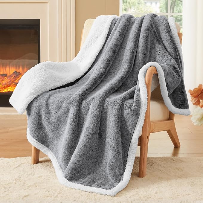 BEDELITE Sherpa Twin Blanket for Couch – Ultra Soft & Cozy Plush Blanket for Sofa, Bed & Room Decor, Thick Fluffy Throw Gifts for Women, Men, Mom, Dad, 60x80 inch, Black