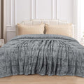 TOONOW Faux Fur Luxury Throw Blanket,Double Side Soft Fluffy Shaggy Fuzzy Blanket for Couch Sofa Bed (Light Grey, X-Large Twin Size)
