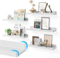 16’’White Floating Shelves for Wall with Anti-Crash Design Set of 6,Nursery Book Shelves for Room Decor/Storage/Display,Hanging Wall Shelves for Bedroom, Bathroom, Living Room,Kids Room