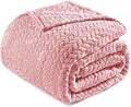 Exclusivo Mezcla Fleece King Size Blanket for Bed, 90x104 Inches Soft Cozy Jacquard Flannel Blankets, Lightweight Fuzzy Plush Warm for Women, Pink